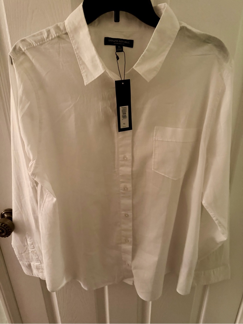 NWT Banana Republic White Button-Down Shirt, Size XL Cotton & Linen